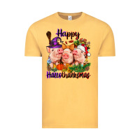 Vintage Mustard Happy Hallothanksmas Pigs Vintage Tee - NancyCooperArtShop
