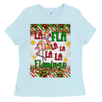 Baby Blue christmas fla la la la la la flamingo air freshener Ladies Tee - Artiststas