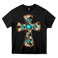 Black cowhide gemstone  cross Heavy Core Tee - JahusDesignShop