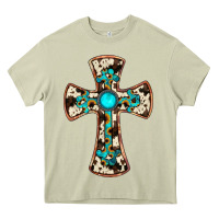 Mossy cowhide gemstone  cross Heavy Core Tee - JahusDesignShop