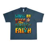Midnight Navy saved by grace through faith Urban Heavy Tee - NancyCooperArtShop
