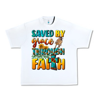 White saved by grace through faith Urban Heavy Tee - NancyCooperArtShop