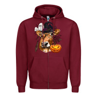 Burgundy Boo Heifer Cow Halloween Zipper Hoodie - texasbilliewilder