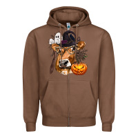 Chestnut Boo Heifer Cow Halloween Zipper Hoodie - texasbilliewilder