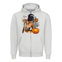 Dove Grey Boo Heifer Cow Halloween Zipper Hoodie - texasbilliewilder