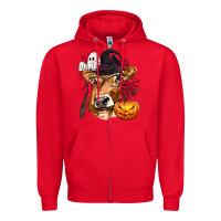 Red Boo Heifer Cow Halloween Zipper Hoodie - texasbilliewilder
