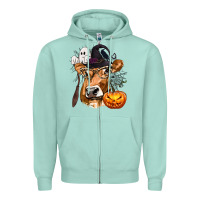 Seafoam Boo Heifer Cow Halloween Zipper Hoodie - texasbilliewilder