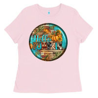 Bubblegum Pink hello pumpkin earrings Ladies Tee - BundleAndBundleShop
