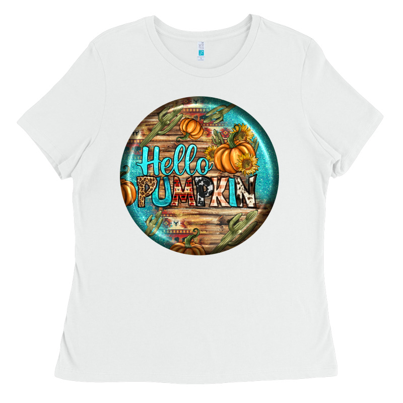 Hello Pumpkin Earrings Ladies Tee by BundleAndBundleShop | Teevron