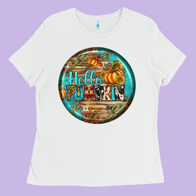 Hello Pumpkin Earrings Ladies Tee Designed By Bundleandbundleshop