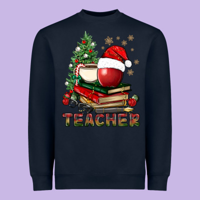 Teacher With Christmas Tree Heavyweight Sweatshirt Designed By Bundleandbundleshop