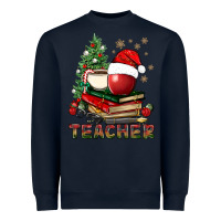 Navy Teacher With Christmas Tree Heavyweight Sweatshirt - BundleAndBundleShop