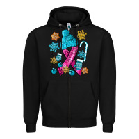Black winter breast cancer ribbon Zipper Hoodie - NancyCooperArtShop