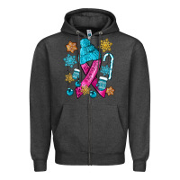 Charcoal Heather winter breast cancer ribbon Zipper Hoodie - NancyCooperArtShop