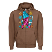 Chestnut winter breast cancer ribbon Zipper Hoodie - NancyCooperArtShop