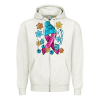 Oatmeal Heather winter breast cancer ribbon Zipper Hoodie - NancyCooperArtShop