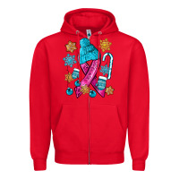 Red winter breast cancer ribbon Zipper Hoodie - NancyCooperArtShop