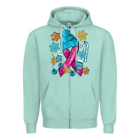Seafoam winter breast cancer ribbon Zipper Hoodie - NancyCooperArtShop