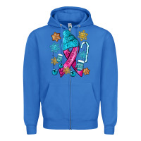 Winter Breast Cancer Ribbon Zipper Hoodie | Teevron