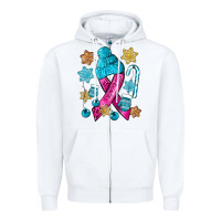 White winter breast cancer ribbon Zipper Hoodie - NancyCooperArtShop