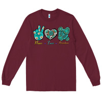 Burgundy Peace Love Gemstone Long Sleeve Tee - BundleAndBundleShop