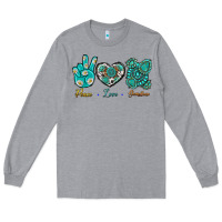 Heather Grey Peace Love Gemstone Long Sleeve Tee - BundleAndBundleShop