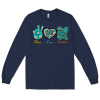 Navy Peace Love Gemstone Long Sleeve Tee - BundleAndBundleShop