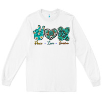 White Peace Love Gemstone Long Sleeve Tee - BundleAndBundleShop