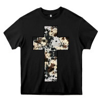 Black cowhide cross Heavy Core Tee - JahusDesignShop