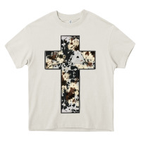 Cream cowhide cross Heavy Core Tee - JahusDesignShop