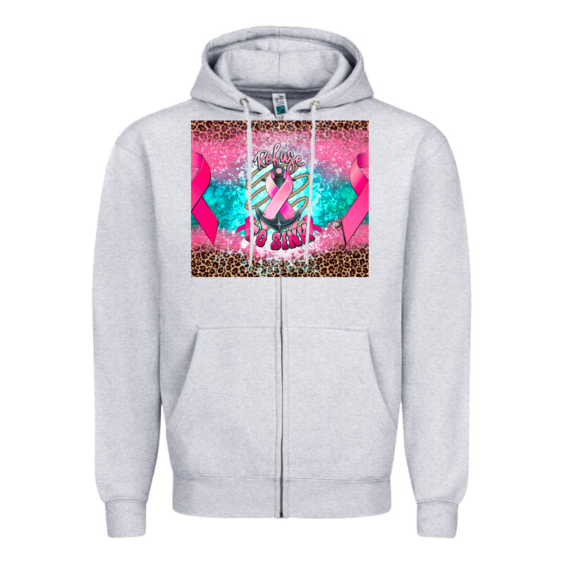 Refuse To Sink Anchor Cancer Zipper Hoodie by NancyCooperArtShop | Teevron