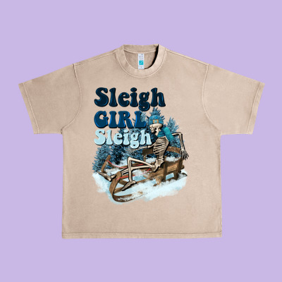 Sleigh Girl Sleigh Skeleton Urban Heavy Tee Designed By Nancycooperartshop