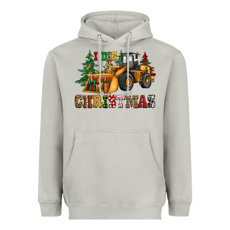 I Dig Christmas Bulldozer Heavyweight Hoodie by CowGirlArtShop | Teevron