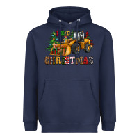 Navy i dig christmas bulldozer Heavyweight Hoodie - CowGirlArtShop