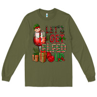 Army Green Let's Get Elfed Up Christmas Long Sleeve Tee - BundleAndBundleShop