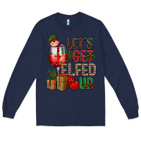 Navy Let's Get Elfed Up Christmas Long Sleeve Tee - BundleAndBundleShop