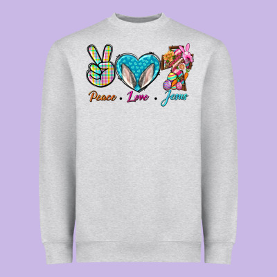 Peace Love Easter Jesus Heavyweight Sweatshirt Designed By Bundleandbundleshop