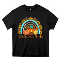 Black Welcome Fall Rainbow Heavy Core Tee - Artiststas