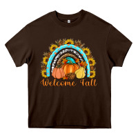 Chocolate Brown Welcome Fall Rainbow Heavy Core Tee - Artiststas