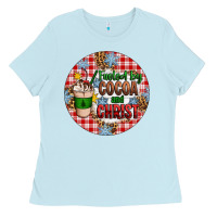 Christmas Fueled By Cocoa And Christ Ornament Ladies Tee | Teevron