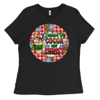Black christmas fueled by cocoa and christ ornament Ladies Tee - Artiststas