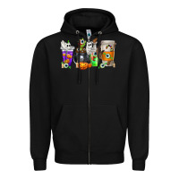 Black Halloween Coffee Cups Zipper Hoodie - texasbilliewilder