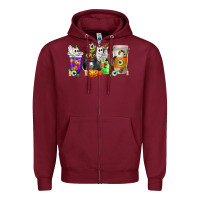 Burgundy Halloween Coffee Cups Zipper Hoodie - texasbilliewilder