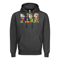 Charcoal Heather Halloween Coffee Cups Zipper Hoodie - texasbilliewilder