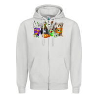 Dove Grey Halloween Coffee Cups Zipper Hoodie - texasbilliewilder