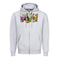 Heather Grey Halloween Coffee Cups Zipper Hoodie - texasbilliewilder