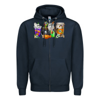 Navy Halloween Coffee Cups Zipper Hoodie - texasbilliewilder