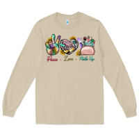 Mushroom Peace Love Make Up Long Sleeve Tee - BundleAndBundleShop