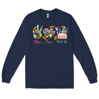 Navy Peace Love Make Up Long Sleeve Tee - BundleAndBundleShop