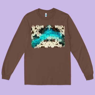 Turquoise, Cowhide Backgraund Long Sleeve Tee Designed By Jahusdesignshop